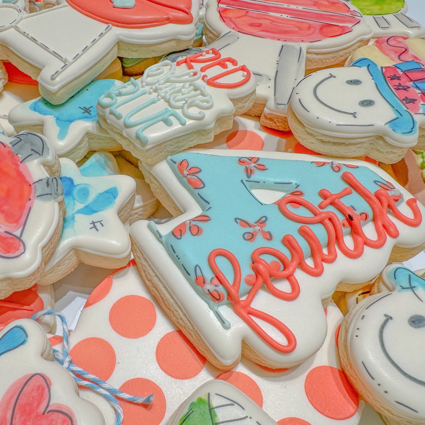 4th of July Custom Cookie Set, 18 Cookies, Mixed Sizes