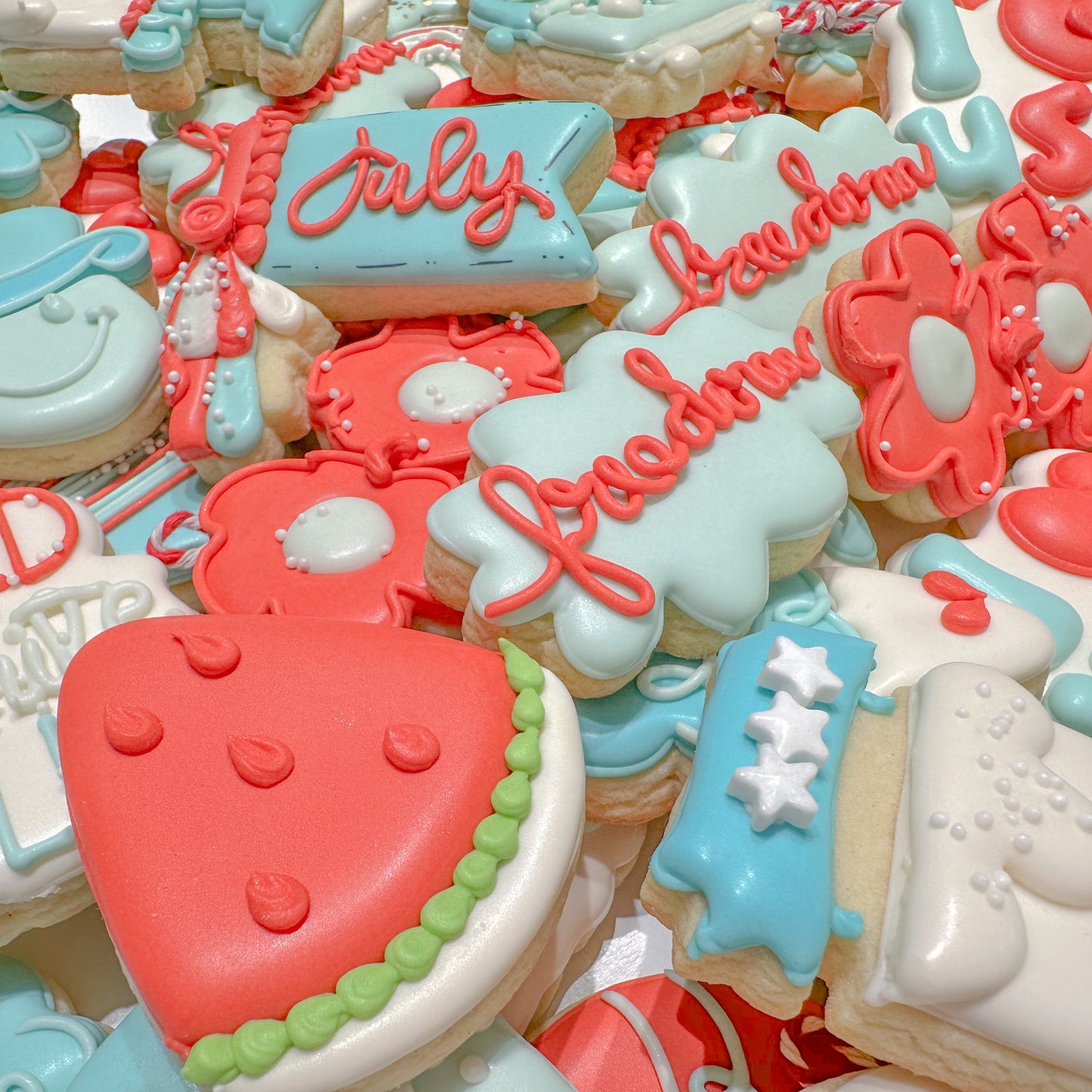 4th of July Custom Cookie Set, 18 Cookies, Mixed Sizes