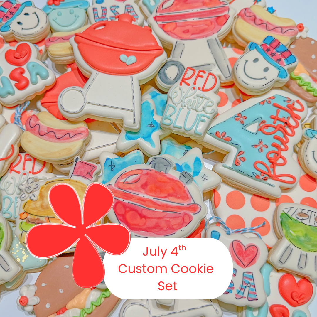 4th of July Custom Cookie Set, 18 Cookies, Mixed Sizes