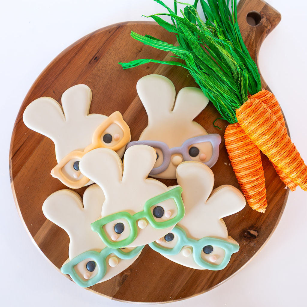 Easter Bunny Boy with Glasses, Individual Cookie