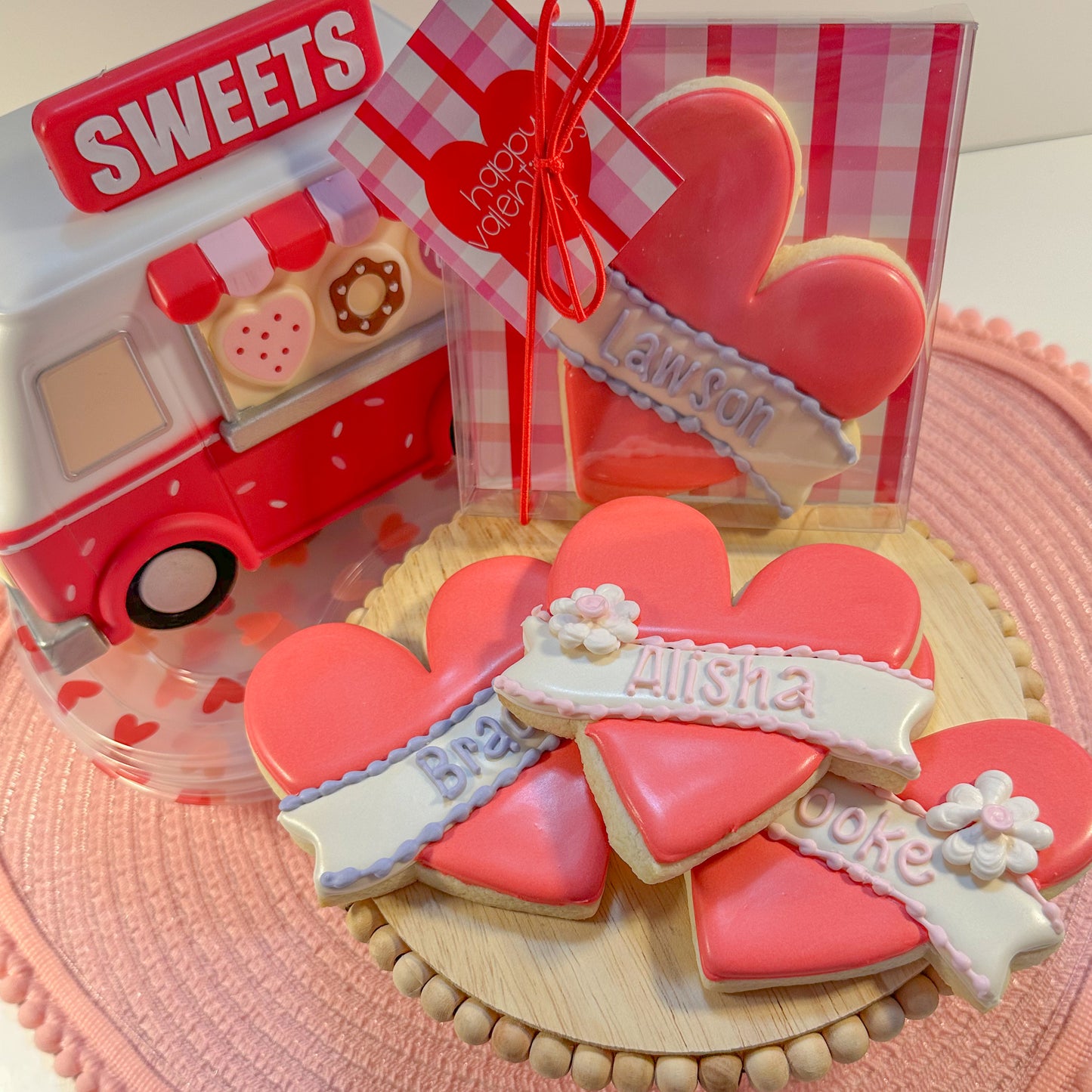 Heart with Banner, Personalized, Individual Cookie, Large