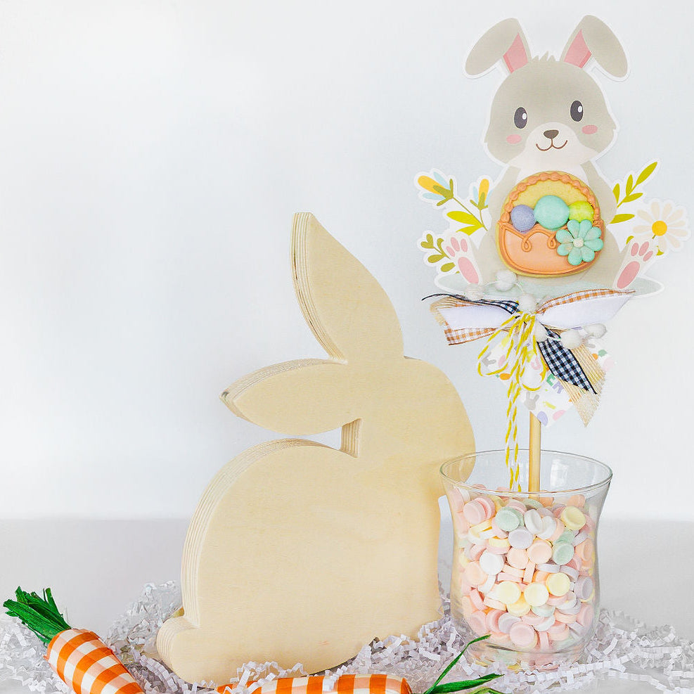 Floral Easter Bunny Cookie Wand
