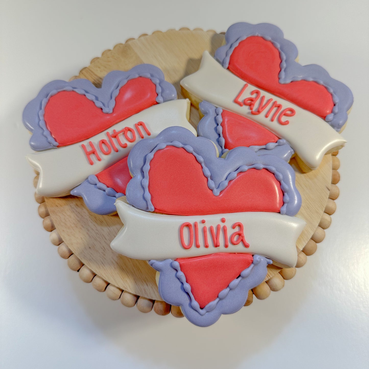 Scalloped Heart, Personalized, Individual Cookie, Large