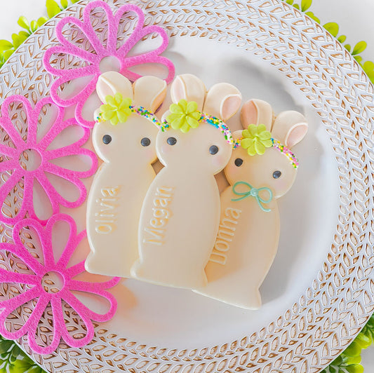 Tall Girl Bunny, Personalized, Individual Cookie