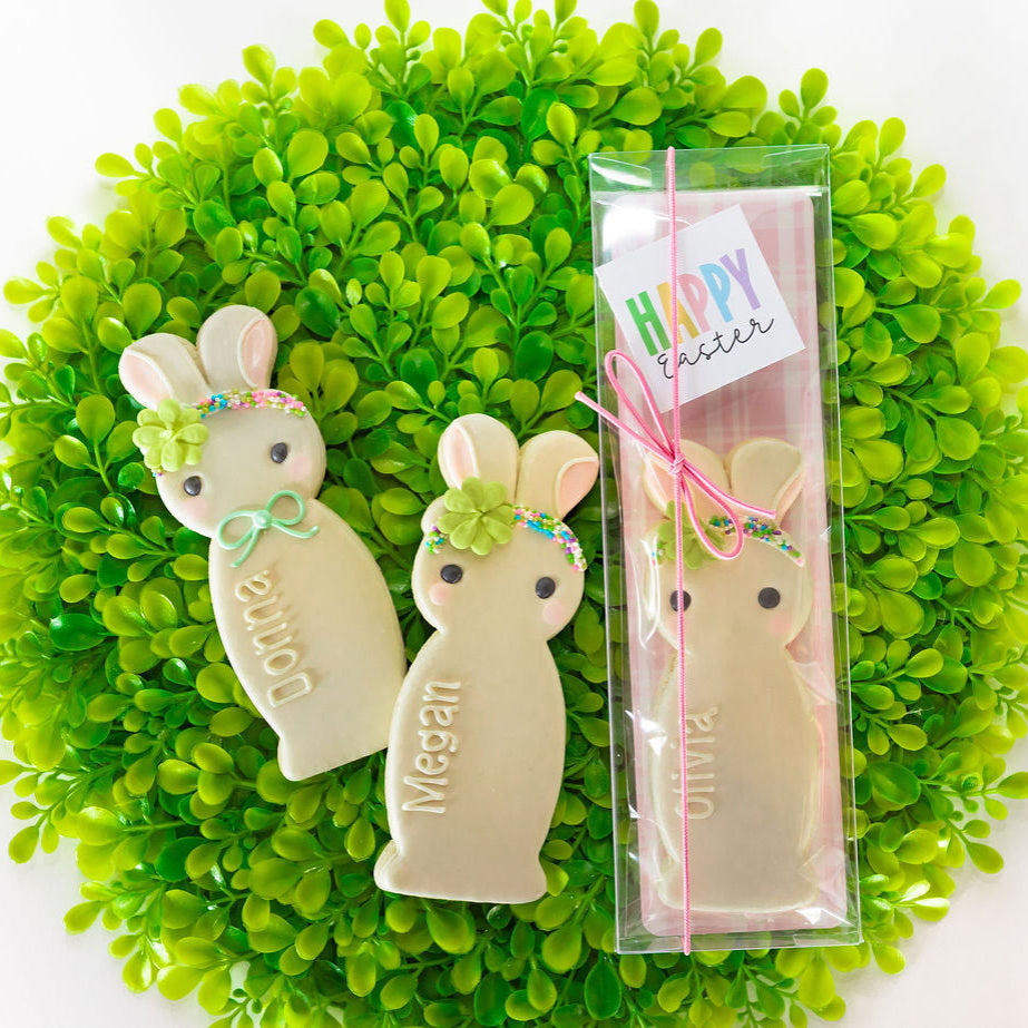 Tall Girl Bunny, Personalized, Individual Cookie