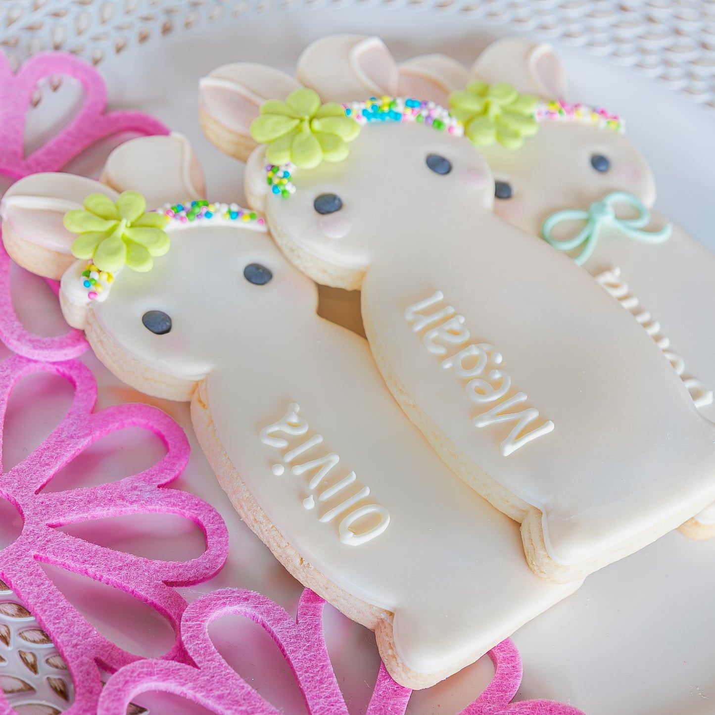 Tall Girl Bunny, Personalized, Individual Cookie