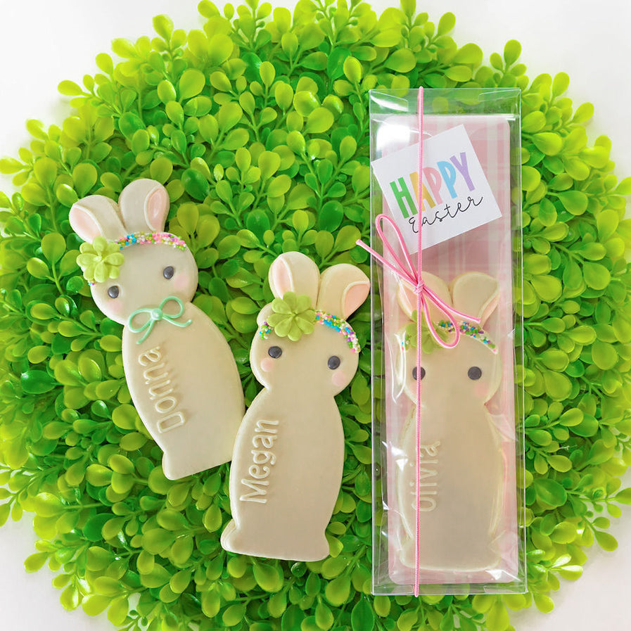 Tall Girl Bunny, Personalized, Individual Cookie